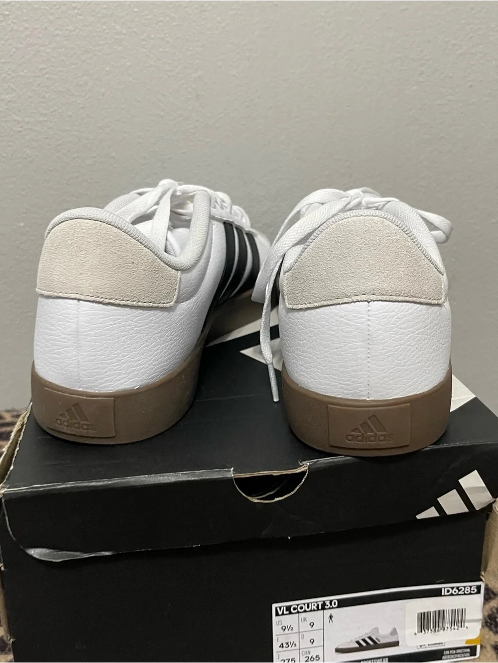 Adidas VL Court 3.0 Casual Soccer Sneakers White NIB Soccer Retro Mens 9.5
